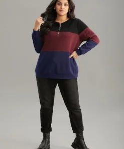 Colorblock Contrast O Ring Zipper Sweatshirt 9 Colorblock Contrast O Ring Zipper Sweatshirt -Clothing Shop 329025866 ow