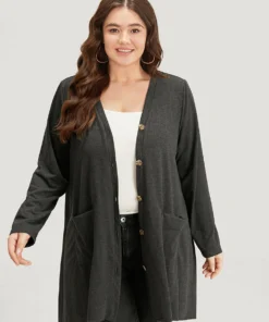 Halloween Plain Pocket Asymmetrical Hem Coat -Clothing Shop 329302902 aq