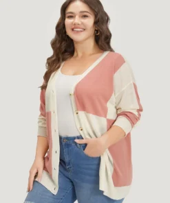 Supersoft Essentials Colorblock Two Tone Button Up Cardigan -Clothing Shop 329984709 cz