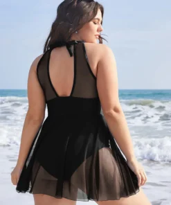 Knotted Back Mesh Insert Halter Swim Dress -Clothing Shop 32 456c947e e1f5 4550 969a 230bddf405a1