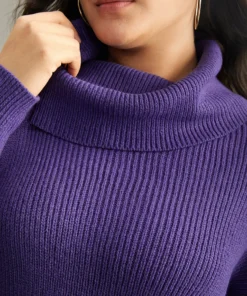 Plain Turtleneck Texture Elastic Cuffs Pullover 15 Plain Turtleneck Texture Elastic Cuffs Pullover -Clothing Shop 330550256 vm