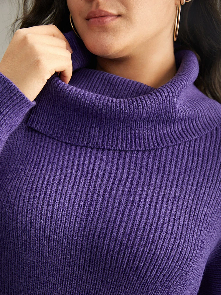 Plain Turtleneck Texture Elastic Cuffs Pullover 8 Plain Turtleneck Texture Elastic Cuffs Pullover - Image 6