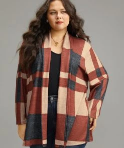 Plaid Contrast Open Front Kimono -Clothing Shop 330873284 jo 756640b1 8035 4bc3 937a f61254451f90