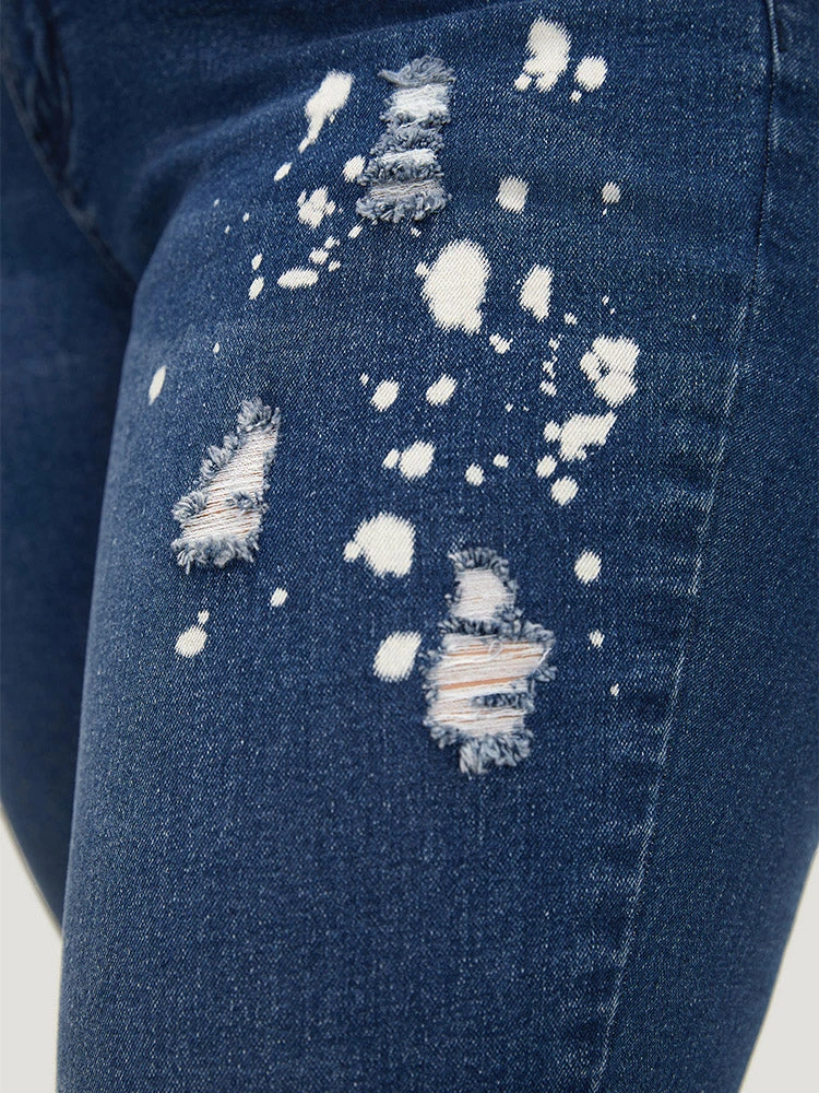 Paint Splatter Roll Distressed Medium Wash Jeans 11 Paint Splatter Roll Distressed Medium Wash Jeans - Image 9