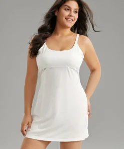 Contrast Lace Adjustable Straps Sleep Cami Dress