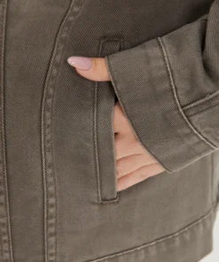 Solid Denim Button Fly Flap Pocket Light Wash Jacket -Clothing Shop 331157750 mt