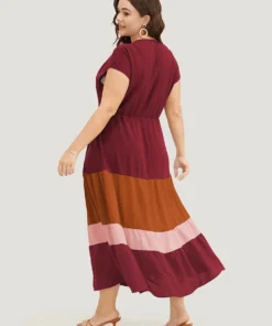 Colorblock Contrast Pocket Wrap Flutter Tiered Tank Dress -Clothing Shop 331589083 ri 8b53e834 94bf 4585 b764 7264e53671e3