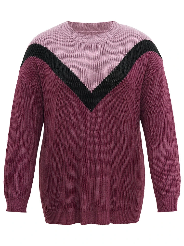 Colorblock Contrast Drop Shoulder Loose Pullover 9 Colorblock Contrast Drop Shoulder Loose Pullover - Image 7