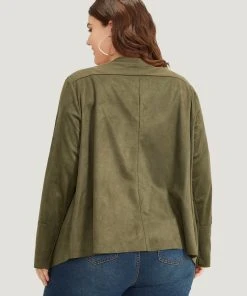 Plain Tassel Trim Open Front Jacket -Clothing Shop 332143905 zc