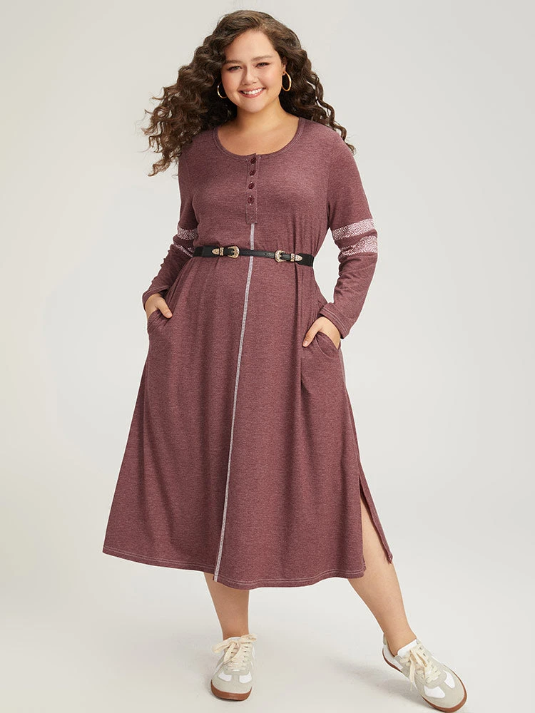 Supersoft Essentials Leopard Print Patchwork Stitch Pocket Button Up Split Hem Dress 4 Supersoft Essentials Leopard Print Patchwork Stitch Pocket Button Up Split Hem Dress - Image 2