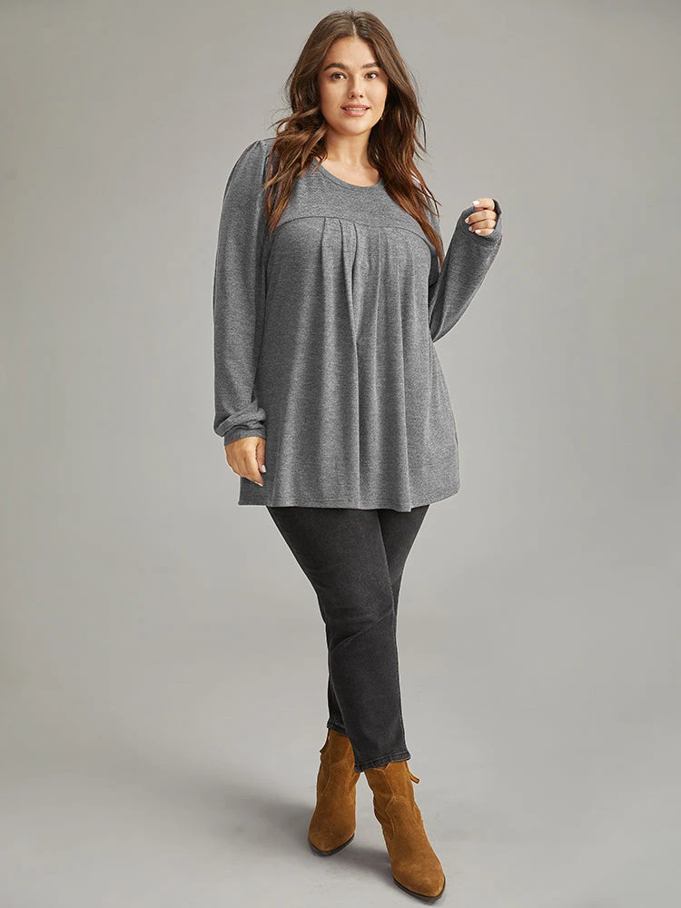 Plain Heather Plicated Detail T-shirt 21 Plain Heather Plicated Detail T-shirt - Image 19