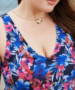 Floral Print Ruffles Sculpt Waist A Line Swim Dress -Clothing Shop 334622343 do