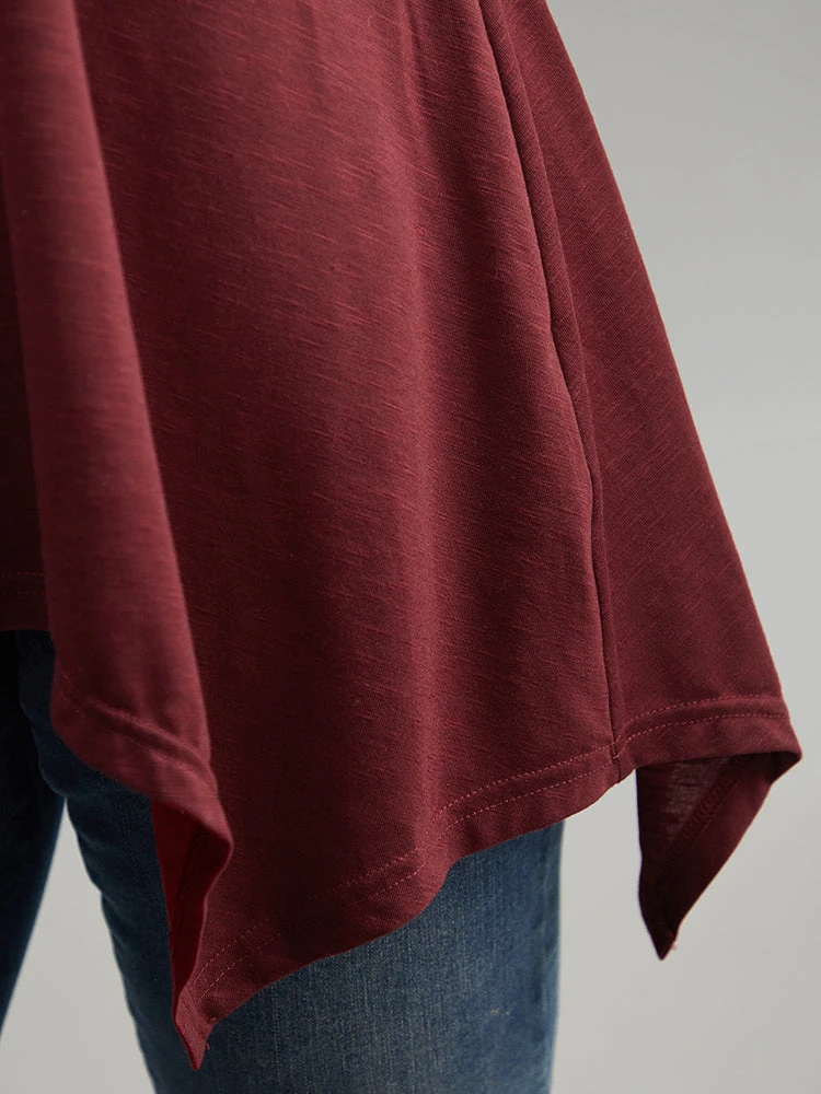 Solid Crochet Lace Mesh Hanky Hem T-shirt 7 Solid Crochet Lace Mesh Hanky Hem T-shirt - Image 5