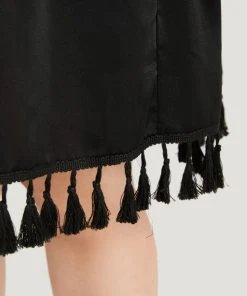 Bandana Print Tassels Trim Open Front Kimono -Clothing Shop 335972371 io