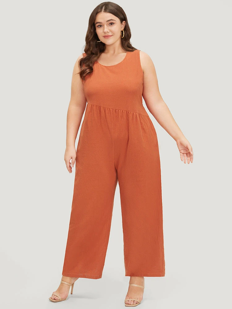 Plain Pocket Zipper Patchwork Tank Jumpsuit 4 Plain Pocket Zipper Patchwork Tank Jumpsuit - Image 2