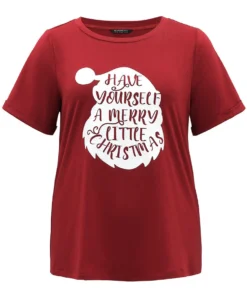 Christmas Print Round Neck Roll Sleeve T-shirt 19 Christmas Print Round Neck Roll Sleeve T-shirt -Clothing Shop 337859095 ko bbdab08d 2d2e 45d8 8f10 21e973d6a269