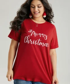 Christmas Print Round Neck T-shirt 19 Christmas Print Round Neck T-shirt -Clothing Shop 337922163 de