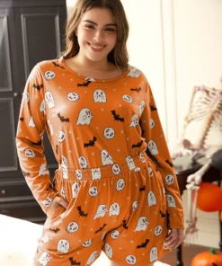 Halloween Bat Print Elastic Waist Sleep Shorts -Clothing Shop 33850065 si 2362b222 7004 4f0b bcd7 61ff95960a50