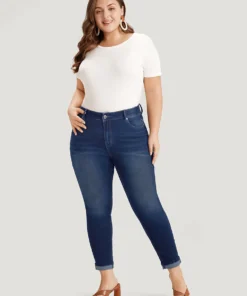 Very Stretchy Pocket Dark Wash Roll Hem Jeans -Clothing Shop 338720562 bk 48a3dc7c 6041 454c a1a5 cf9dc5422a0d