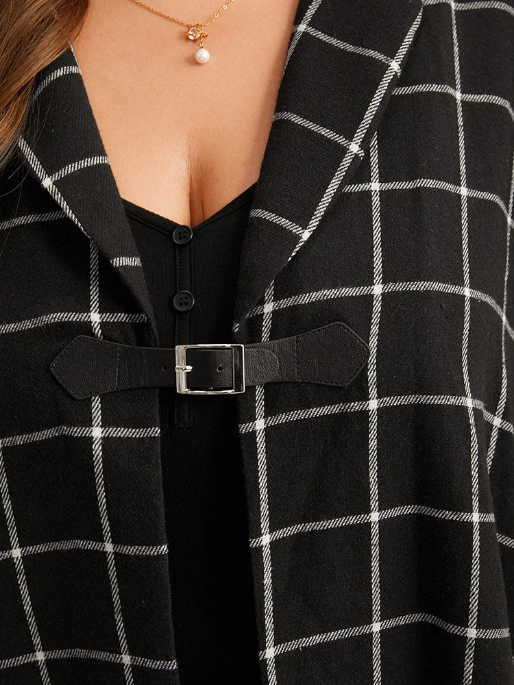 Plaid Buckle Detail Cape Kimono 9 Plaid Buckle Detail Cape Kimono - Image 7