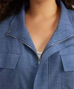 Plain Flap Pocket Zipper Lapel Collar Jacket -Clothing Shop 338763931 aw