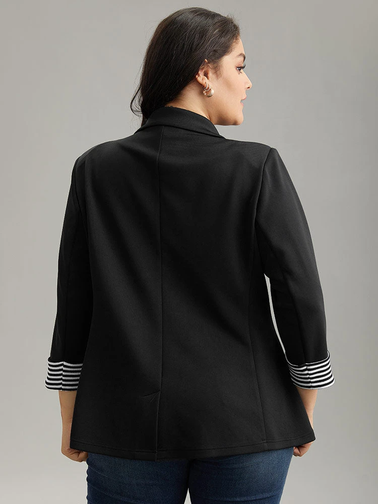 Suit Collar Striped Patchwork Blazer 7 Suit Collar Striped Patchwork Blazer - Image 5