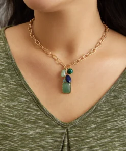 Contrast Natural Stone Drape Necklace