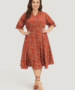 Ditsy Floral Notched Flutter Trim Elastic Waist Dress -Clothing Shop 3402363 qo 332c1d14 caf9 4944 bef2 ea36de0e9813