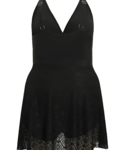 Contrast Lace Ruffle Hem Surplice Neck Swim Dress -Clothing Shop 340281465 fk