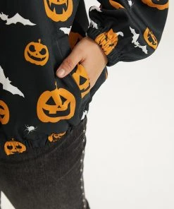 Halloween Graphic Zipper Fly Pocket Coat -Clothing Shop 340891928 gk f5c4c272 bae5 455f a428 e5cd0f029150