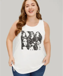 Figure Print Sleeveless Tank Top 12 Figure Print Sleeveless Tank Top -Clothing Shop 341825855 jv
