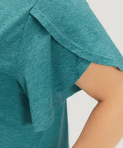 Supersoft Essentials Solid Pocket Keyhole Petal Sleeve Dress -Clothing Shop 341885151 nt