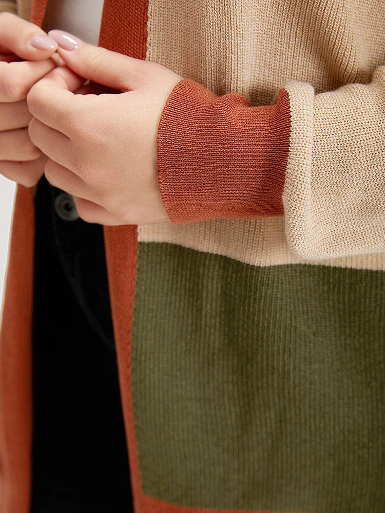 Colorblock Contrast Split Side Cardigan 10 Colorblock Contrast Split Side Cardigan - Image 8