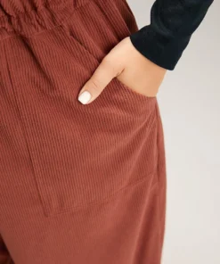 Plain Textured Drawstring Adjustable Straps Jumpsuit -Clothing Shop 342626746 wi c463fe23 651f 4ce0 b8e5 243f73cef1ac