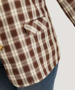 Plaid Button Through Flap Pocket Blazer 20 Plaid Button Through Flap Pocket Blazer -Clothing Shop 343101546 zv