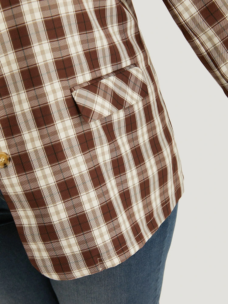 Plaid Button Through Flap Pocket Blazer 11 Plaid Button Through Flap Pocket Blazer - Image 9