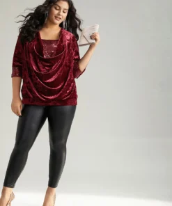 Cowl Neck 2-In-1 Sequin Patchwork Blouse -Clothing Shop 343398957 sg 5eea9aaf 741f 472e b526 7fc94e502959