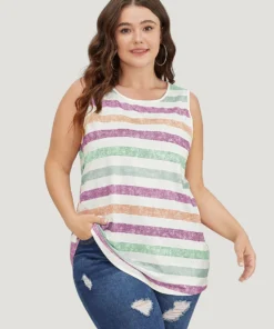 Striped Contrast Crew Neck Sleeveless Tank Top -Clothing Shop 343528903 uz 508f2cf0 5113 4729 9d12 480102b9b712