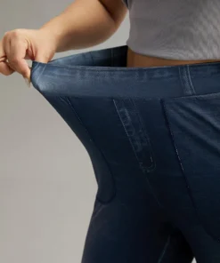 Denim Effect Prin Elastic Waist Flare Leg Leggings 16 Denim Effect Prin Elastic Waist Flare Leg Leggings -Clothing Shop 343934628 px