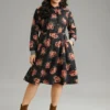 Floral Elastic Waist Hooded Drawstring Pocket Dress -Clothing Shop 3452085 il