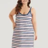 Colour Striped Contrast Trim Pocket Cami Sleep Dress