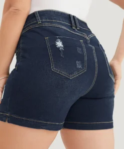 Moderately Stretchy High Rise Dark Wash Distressed Denim Shorts -Clothing Shop 345439440 rc 28efa1bc ee7f 409d 9a44 c6ecab184048