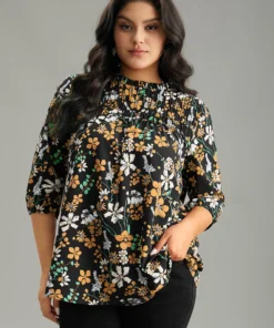 Floral Print Frill Trim Cut Out Blouse -Clothing Shop 345734022 iv e17aa314 999e 4e1c bc83 34b79c168e4b