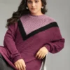 Colorblock Contrast Drop Shoulder Loose Pullover -Clothing Shop 348101215 ny