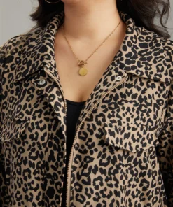 Leopard Zipper Drawstring Knot Pocket Jacket -Clothing Shop 348555342 xg 5fbfafac e671 4725 aceb 183aafea0195