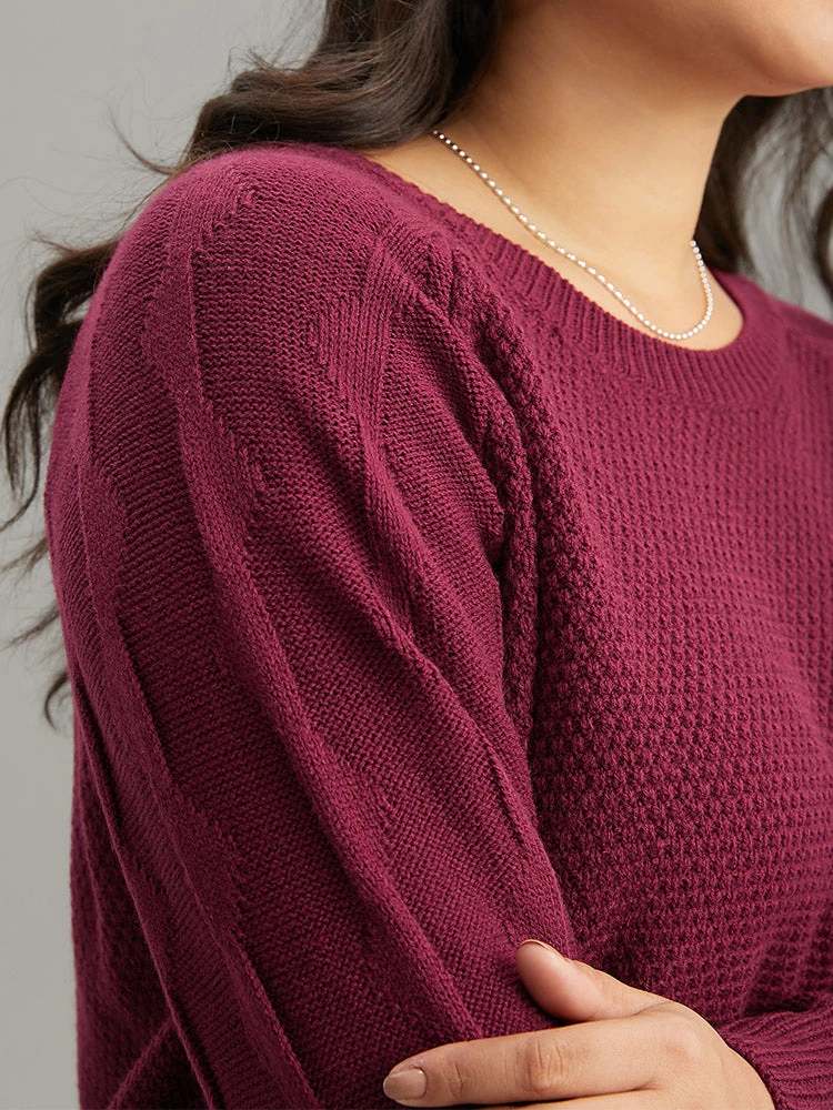 Plain Texture Knit Raglan Sleeve Pullover 6 Plain Texture Knit Raglan Sleeve Pullover - Image 4