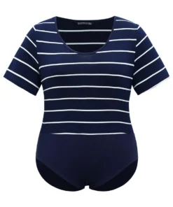 Striped Contrast Patchwork Crew Neck Bodysuit -Clothing Shop 349040907 ug 70e41b92 4080 439e 8ad7 7d96bfa7481a