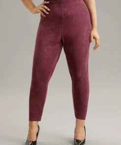 Solid Elastic Waist Texture Very Stretchy Leggings