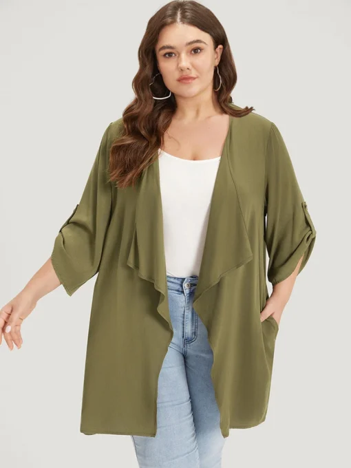 Supersoft Essentials Plain Pocket Button Ruffle Open Front Kimono -Clothing Shop 349597175 ld fc3b7876 b329 4748 ae50 fc5fee67fcb9