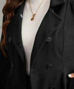 Anti-Wrinkle Lapel Collar Double Breasted Blazer -Clothing Shop 349883220 sx